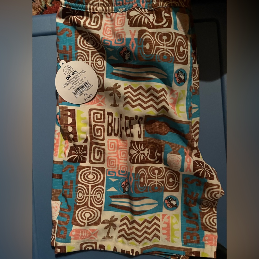 Buc-ee's Kids Swim Trunks - Blue and Brown